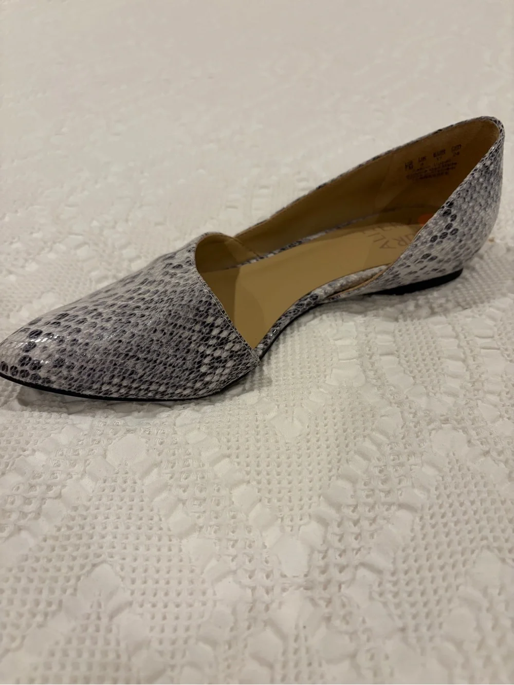 Naturalizer Women's Snake-Print D'Orsay Flat - White & Gray